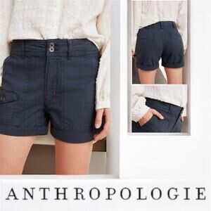 Anthropologie The Wanderer Womens Utility Shorts Navy Sz 30 Cargo Cuffed‎ Hem